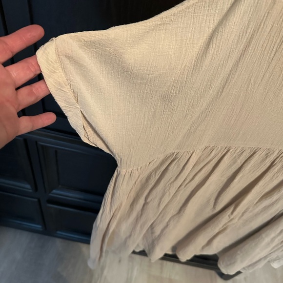 Women's Cream V-Neck Dress - Picture 2 of 4